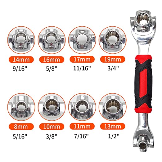 48-in-1 Tiger Wrench: 6-Point Universal Multi Socket With 360-Degree Rotating Head, Magnetic Spanner for Home and Car Repair